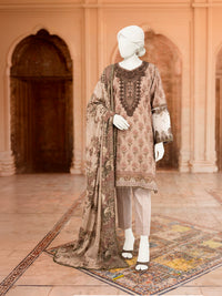 3Pc Stitched Lawn Embroidered Suit | PLS-24-1287A