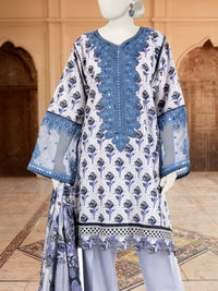 3Pc Stitched Lawn Embroidered Suit | PLS-24-1287B