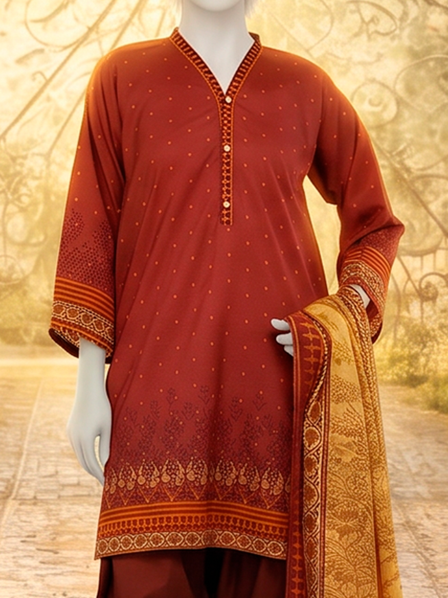 3Pc Stitched Lawn Printed Suit | PLS261169