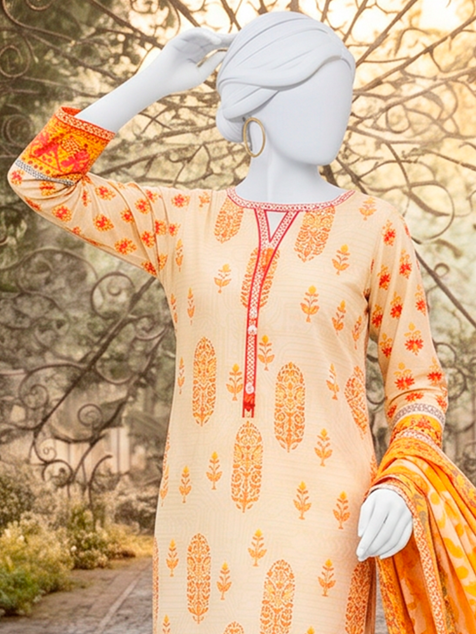 3Pc Stitched Lawn Printed Suit | PLS261211
