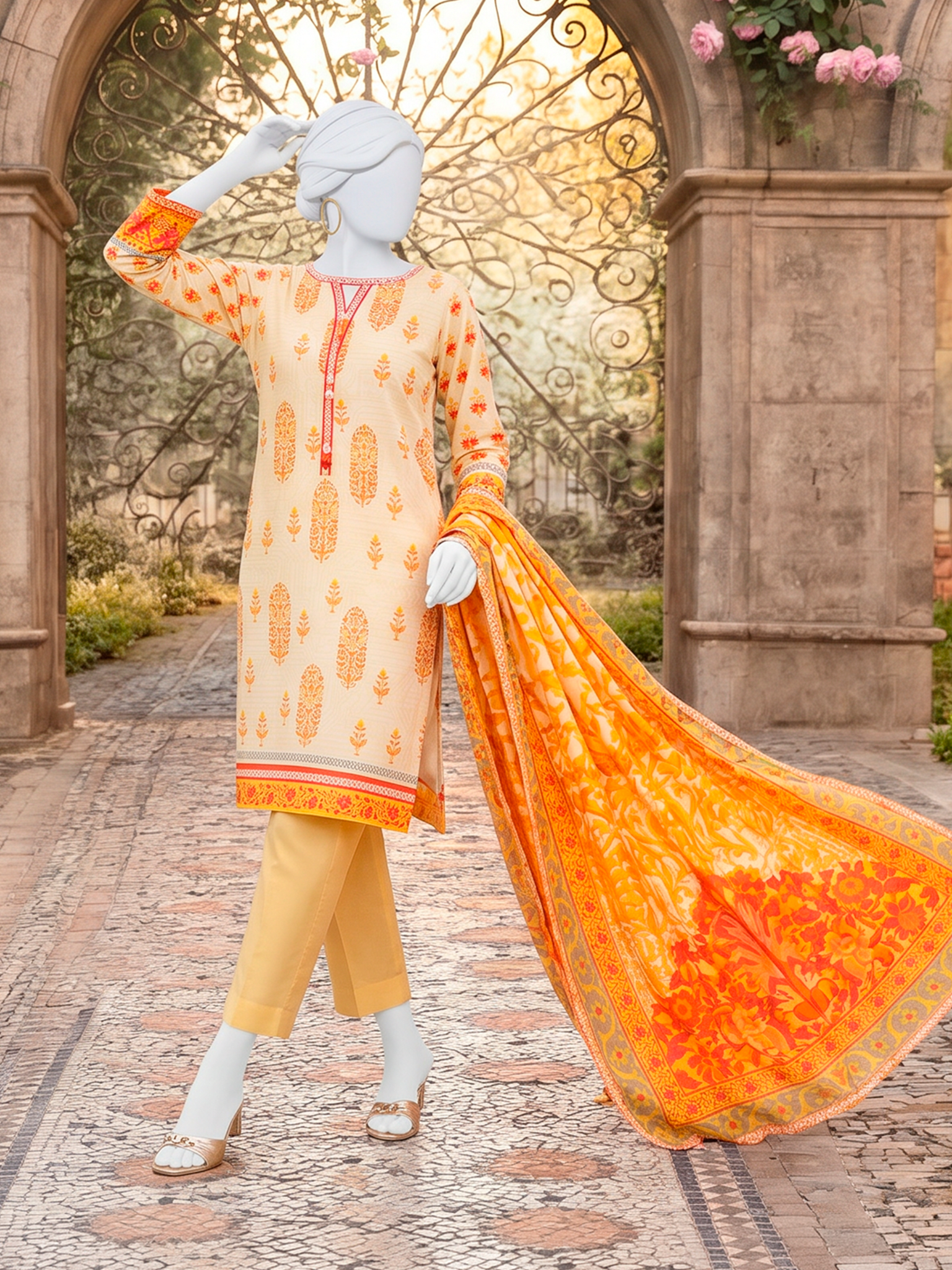 3Pc Stitched Lawn Printed Suit | PLS261211