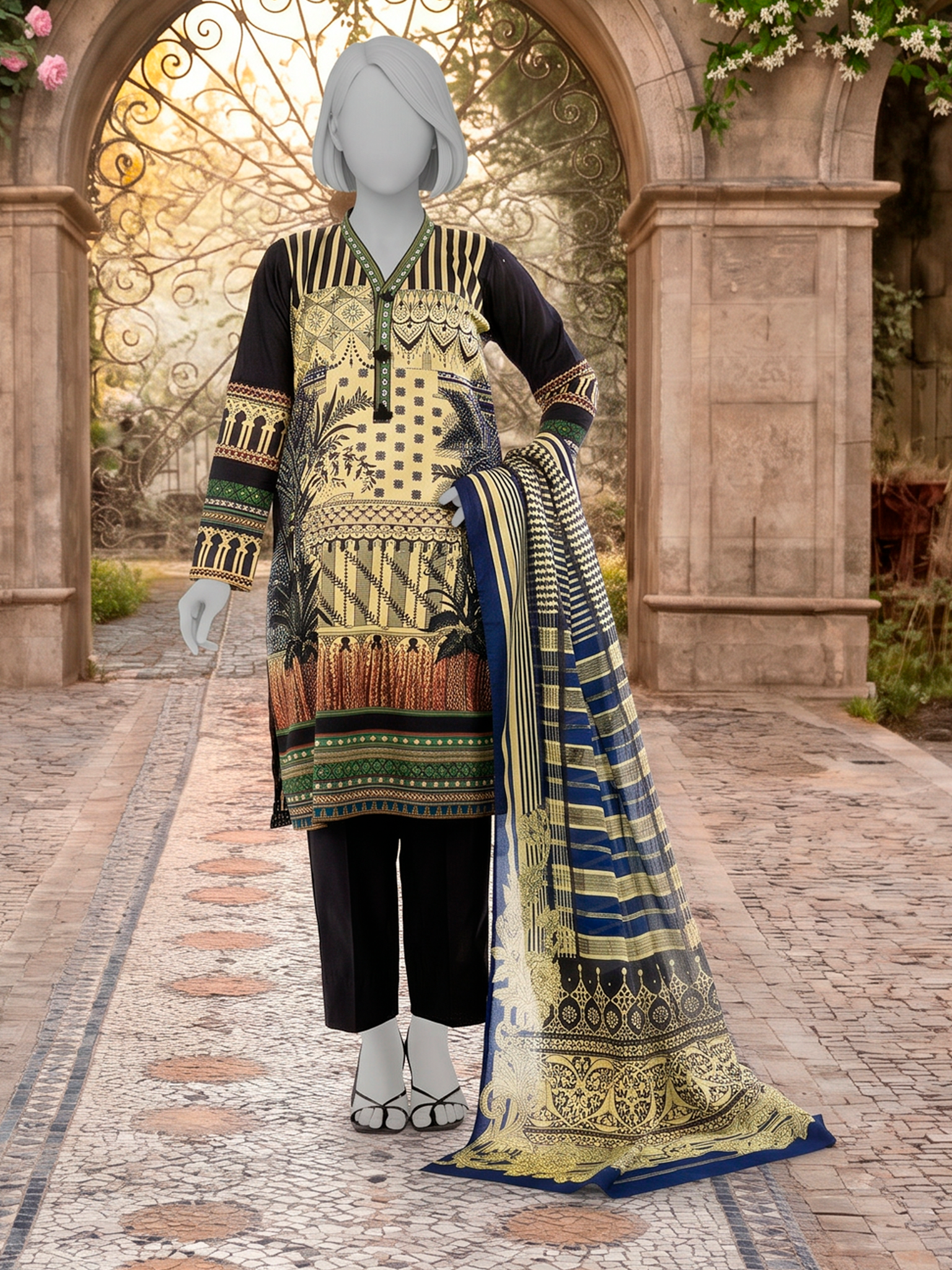 3Pc Stitched Lawn Printed Suit | PLS261230