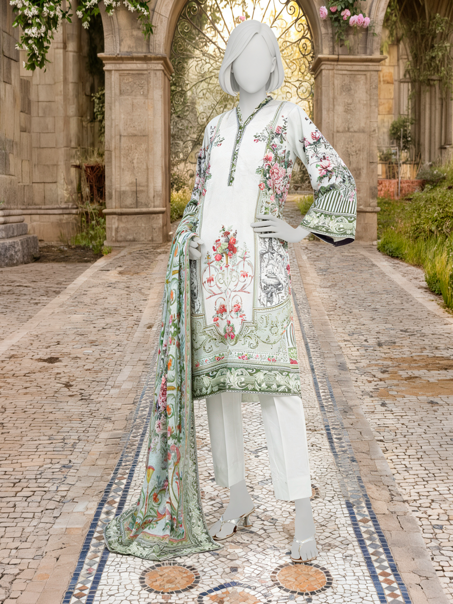 3Pc Stitched Lawn Printed Suit | PLS261262