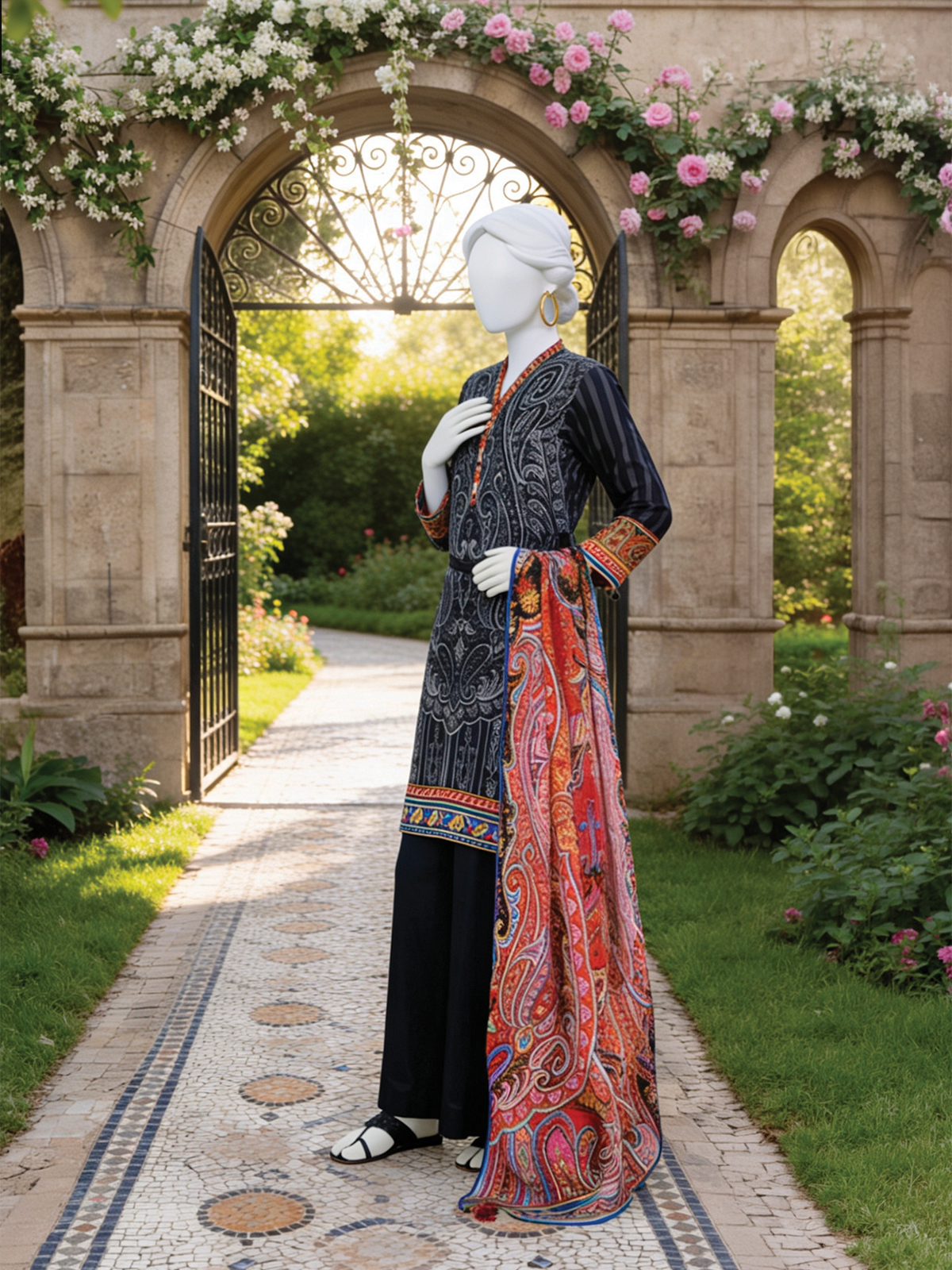 3Pc Stitched Lawn Printed Suit | PLS261338