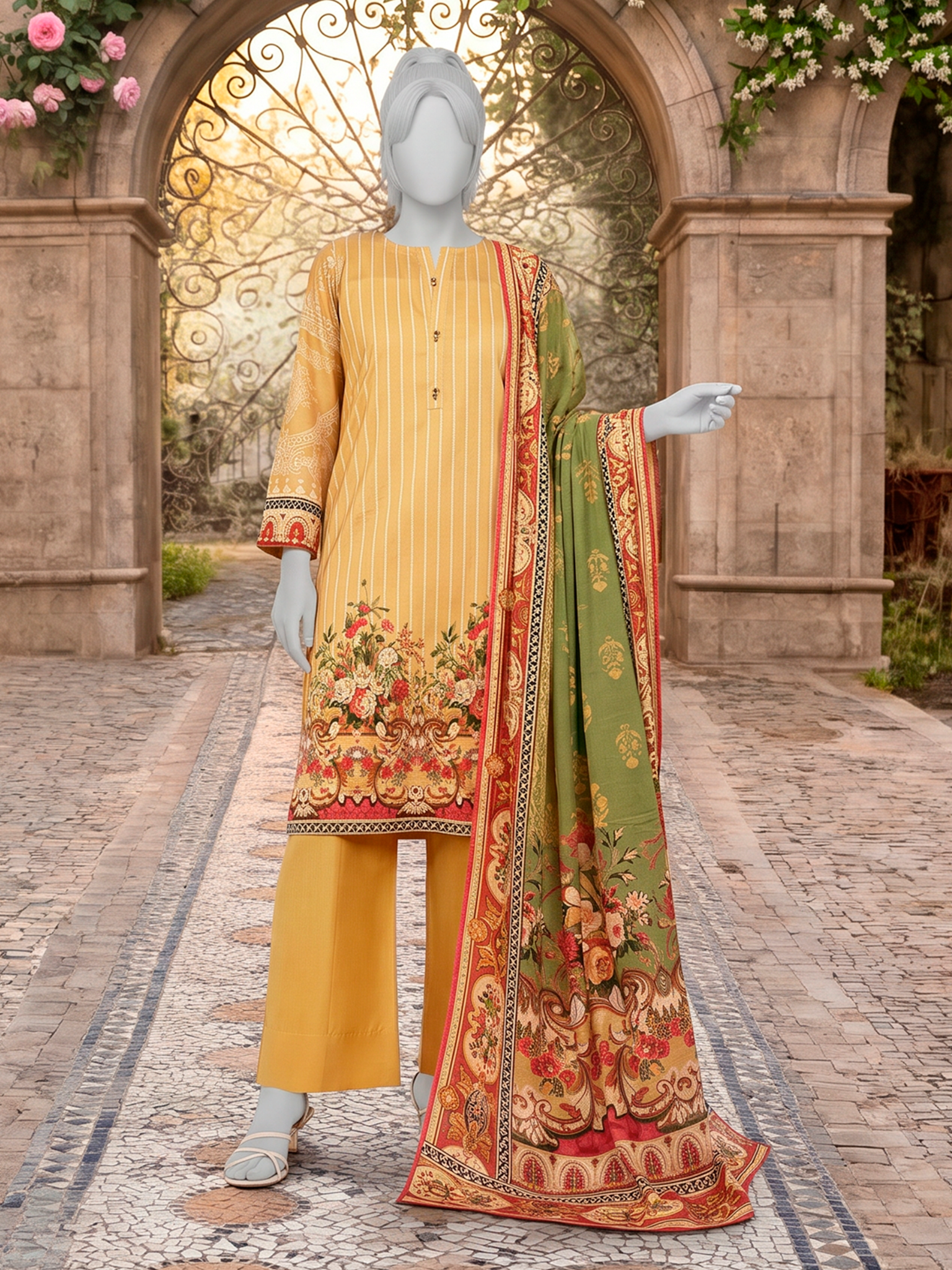 3Pc Stitched Lawn Printed Suit | PLS261363