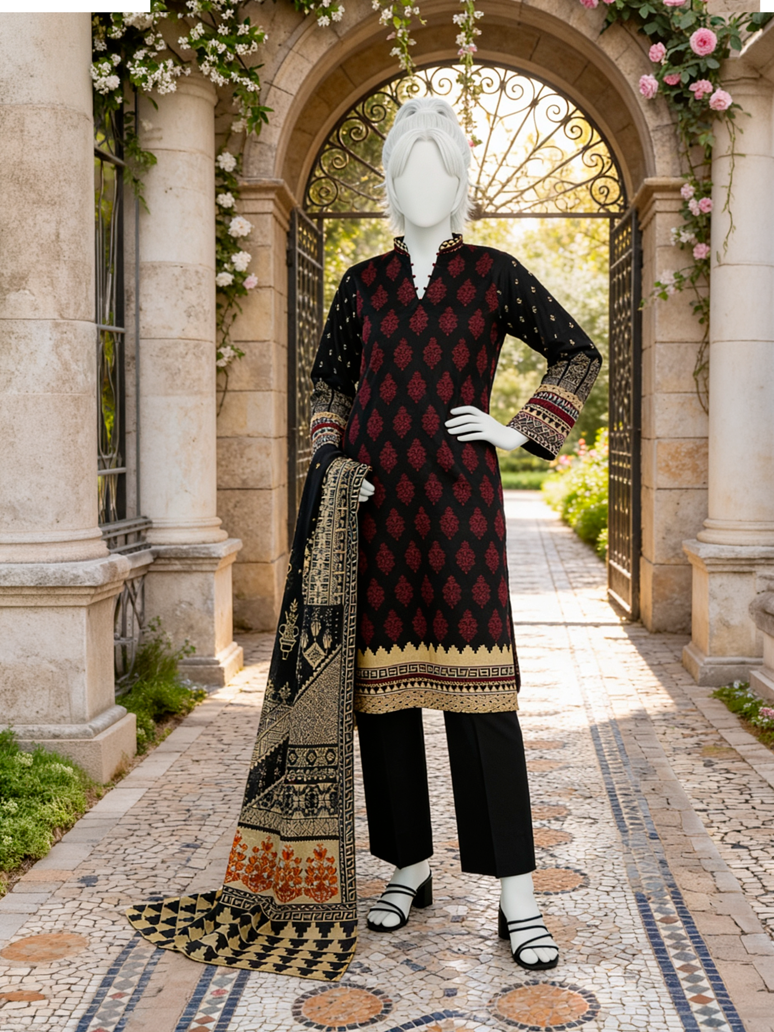 3Pc Stitched Lawn Printed Suit | PLS261364