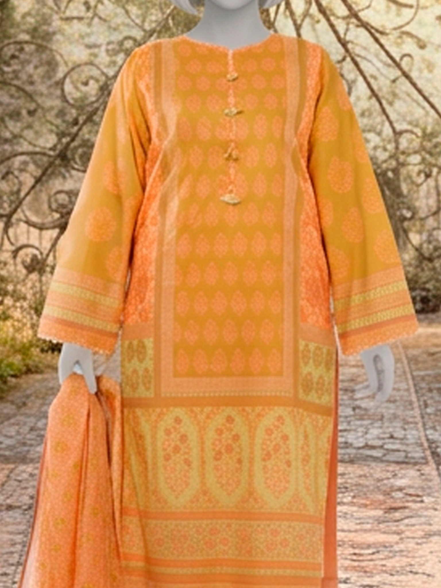 3Pc Stitched Lawn Printed Suit | PLS261367