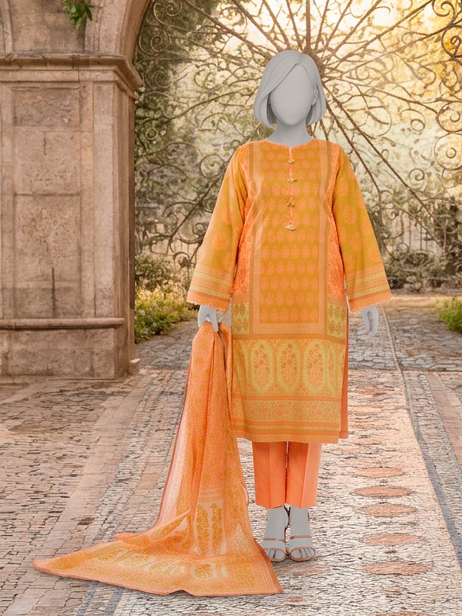 3Pc Stitched Lawn Printed Suit | PLS261367