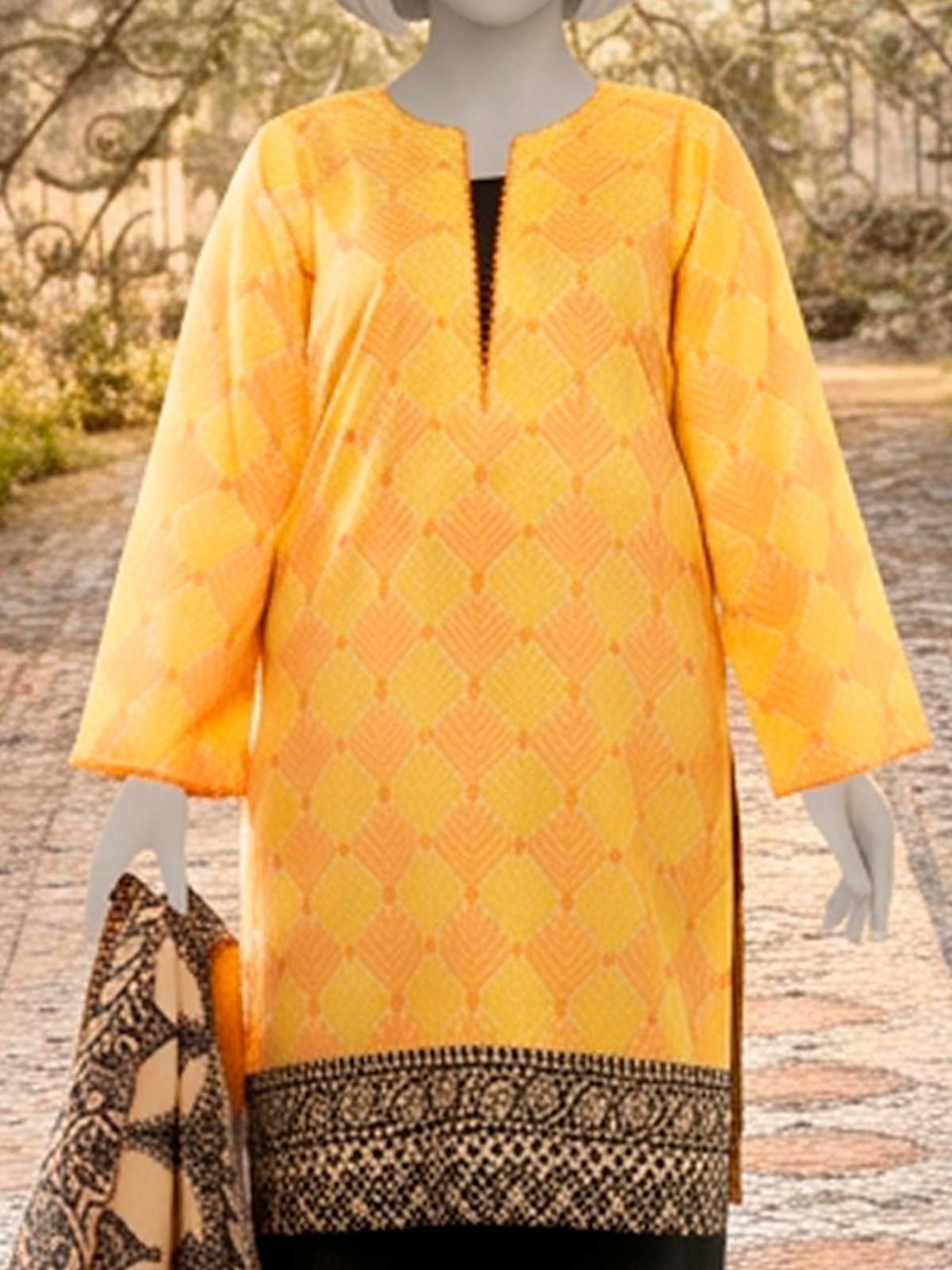 3Pc Stitched Lawn Printed Suit | PLS261390