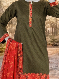 3Pc Stitched Lawn Printed Suit | PLS261391