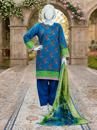 3Pc Stitched Lawn Printed Suit | PLS261456