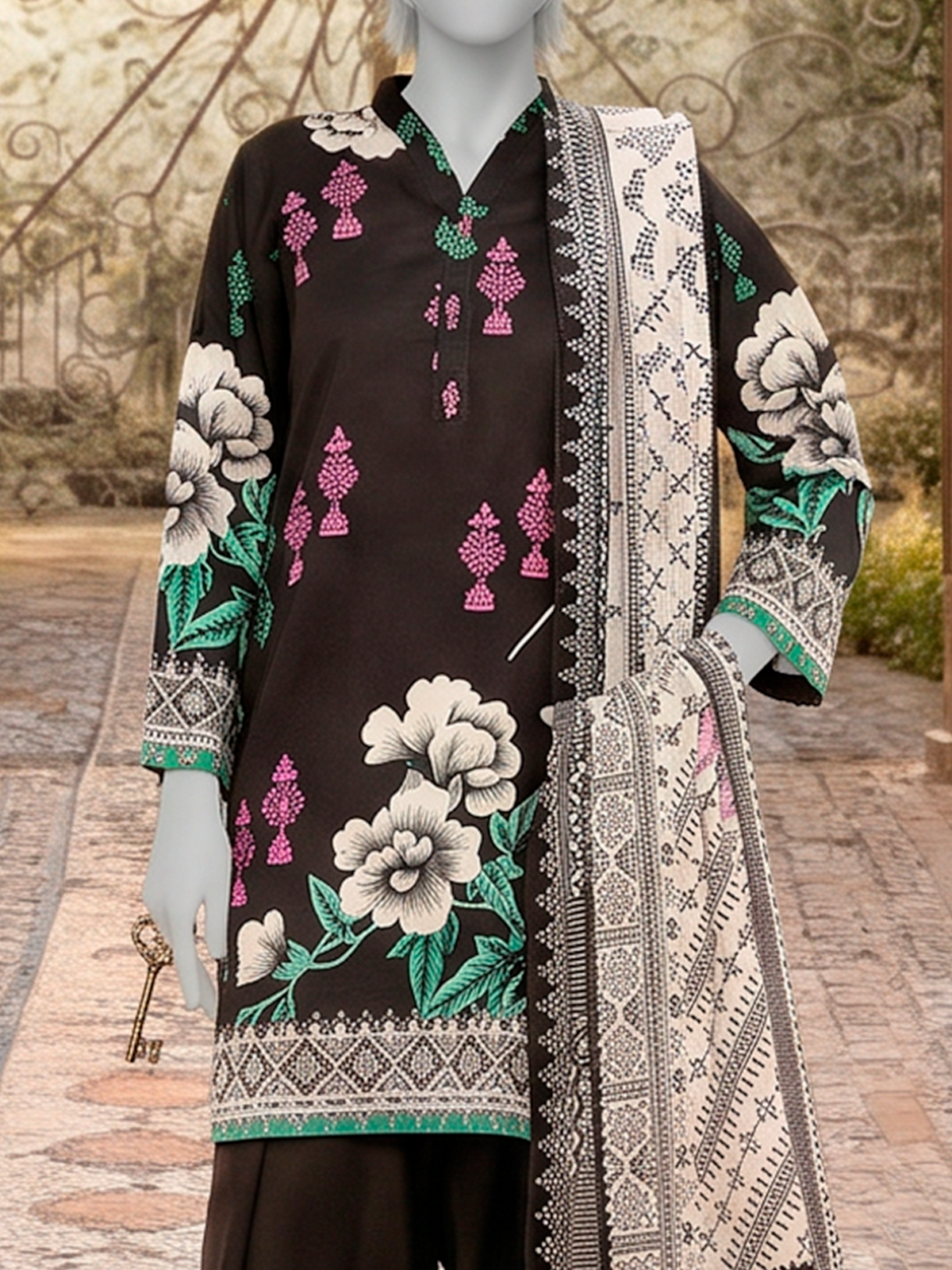 3Pc Stitched Lawn Printed Suit | PLS261466