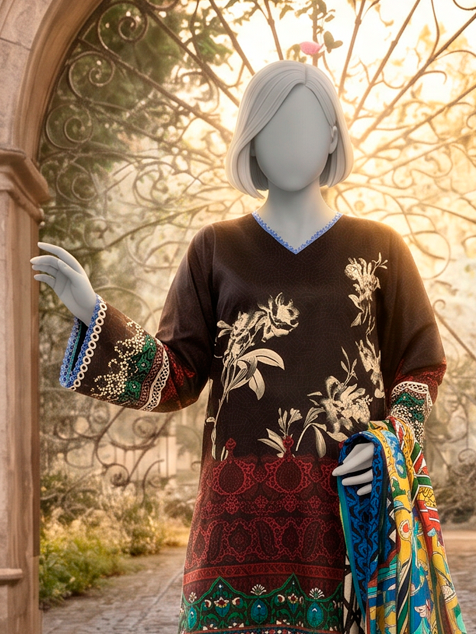 3Pc Stitched Lawn Printed Suit | PLS261499