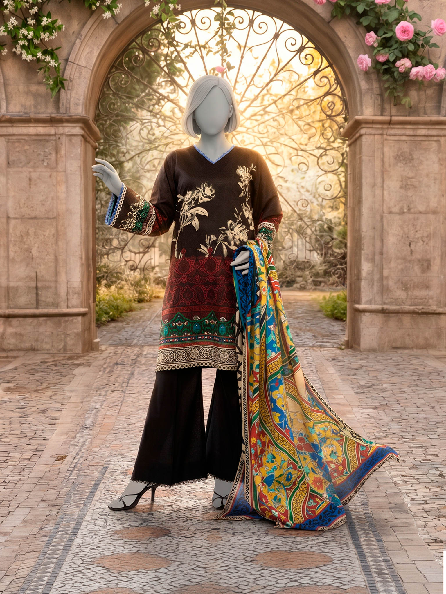 3Pc Stitched Lawn Printed Suit | PLS261499
