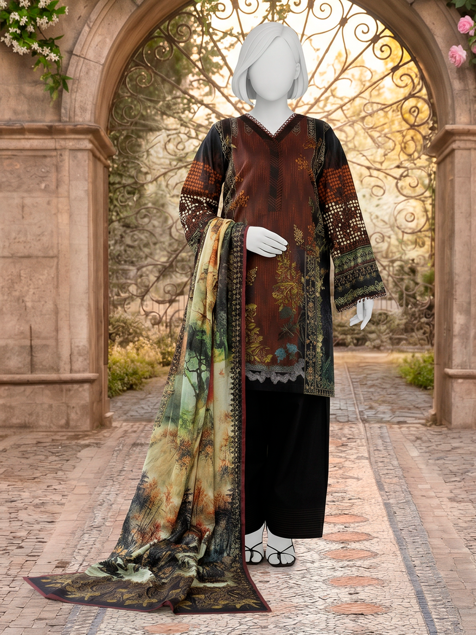 3Pc Stitched Lawn Printed Suit | PLS261520