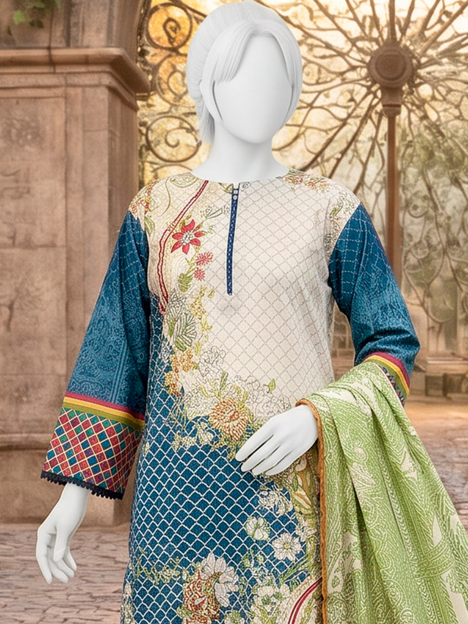 3Pc Stitched Lawn Printed Suit | PLS261578