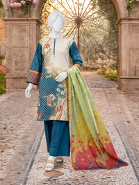 3Pc Stitched Lawn Printed Suit | PLS261578