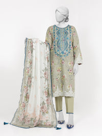 3Pc Stitched Lawn Embroidered Suit | PLSE251058