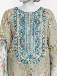 3Pc Stitched Lawn Embroidered Suit | PLSE251058