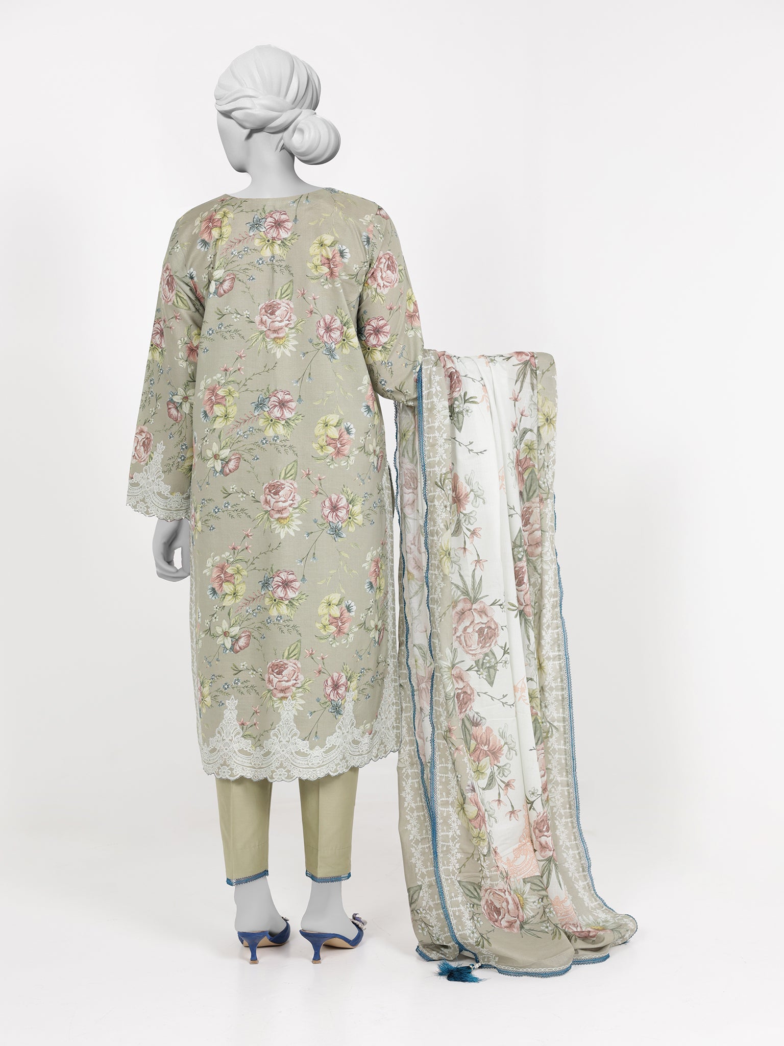 3Pc Stitched Lawn Embroidered Suit | PLSE251058