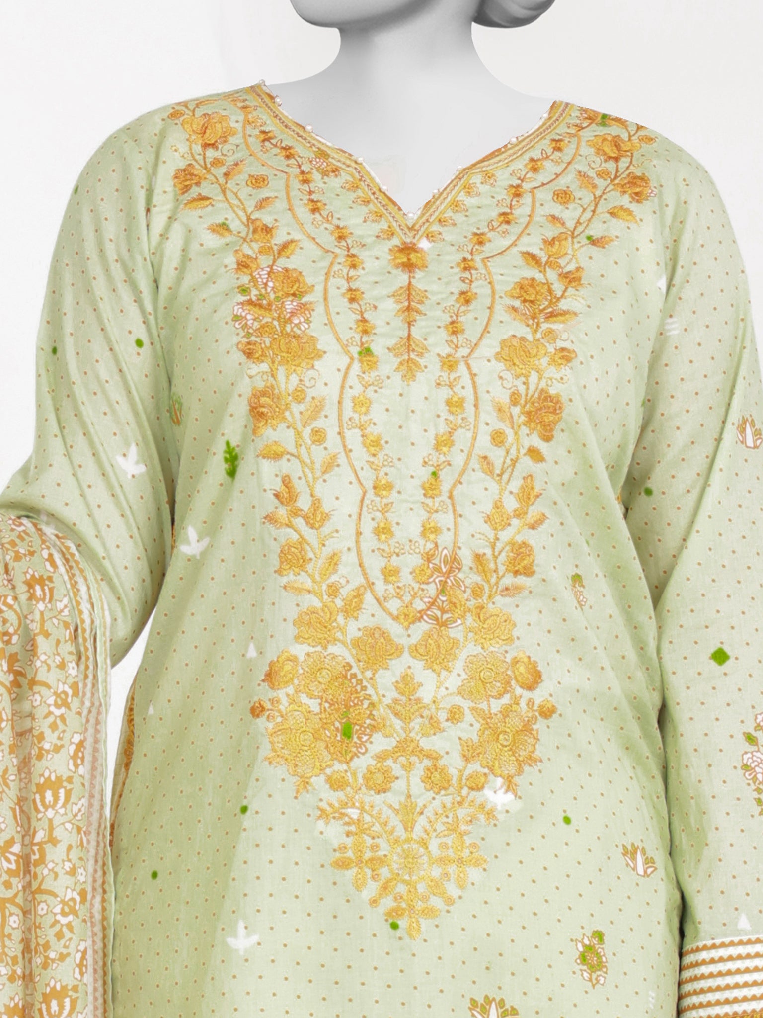 3Pc Stitched Lawn Embroidered Suit | PLSE251119
