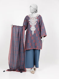 3Pc Stitched Lawn Embroidered Suit | PLSE251129