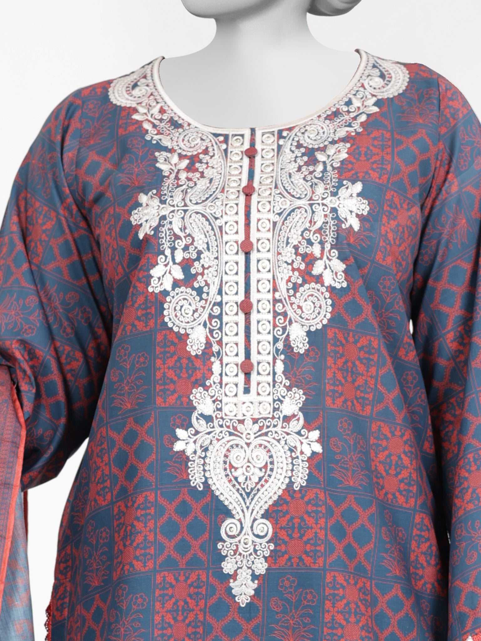 3Pc Stitched Lawn Embroidered Suit | PLSE251129