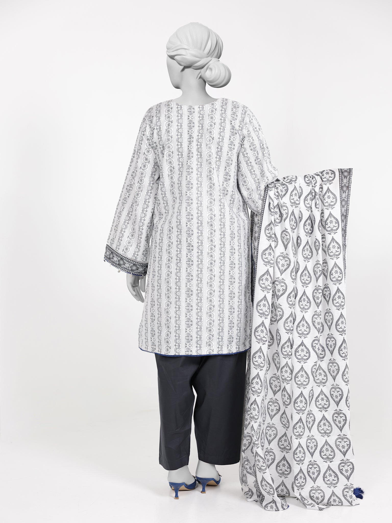 3Pc Stitched Lawn Embroidered Suit | PLSE251130