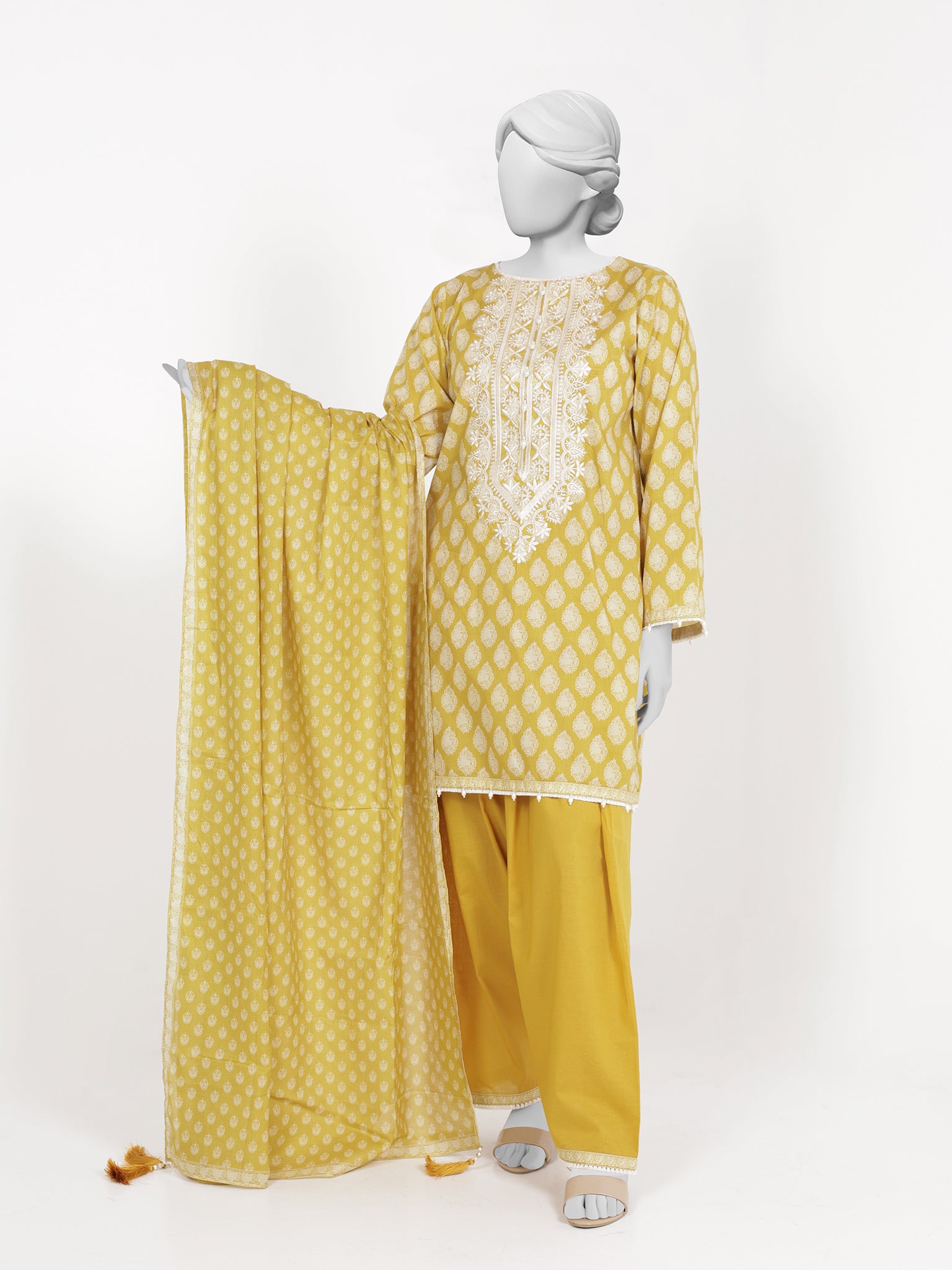 3Pc Stitched Lawn Embroidered Suit | PLSE251131