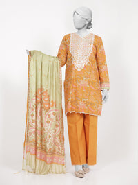 3Pc Stitched Lawn Embroidered Suit | PLSE251162