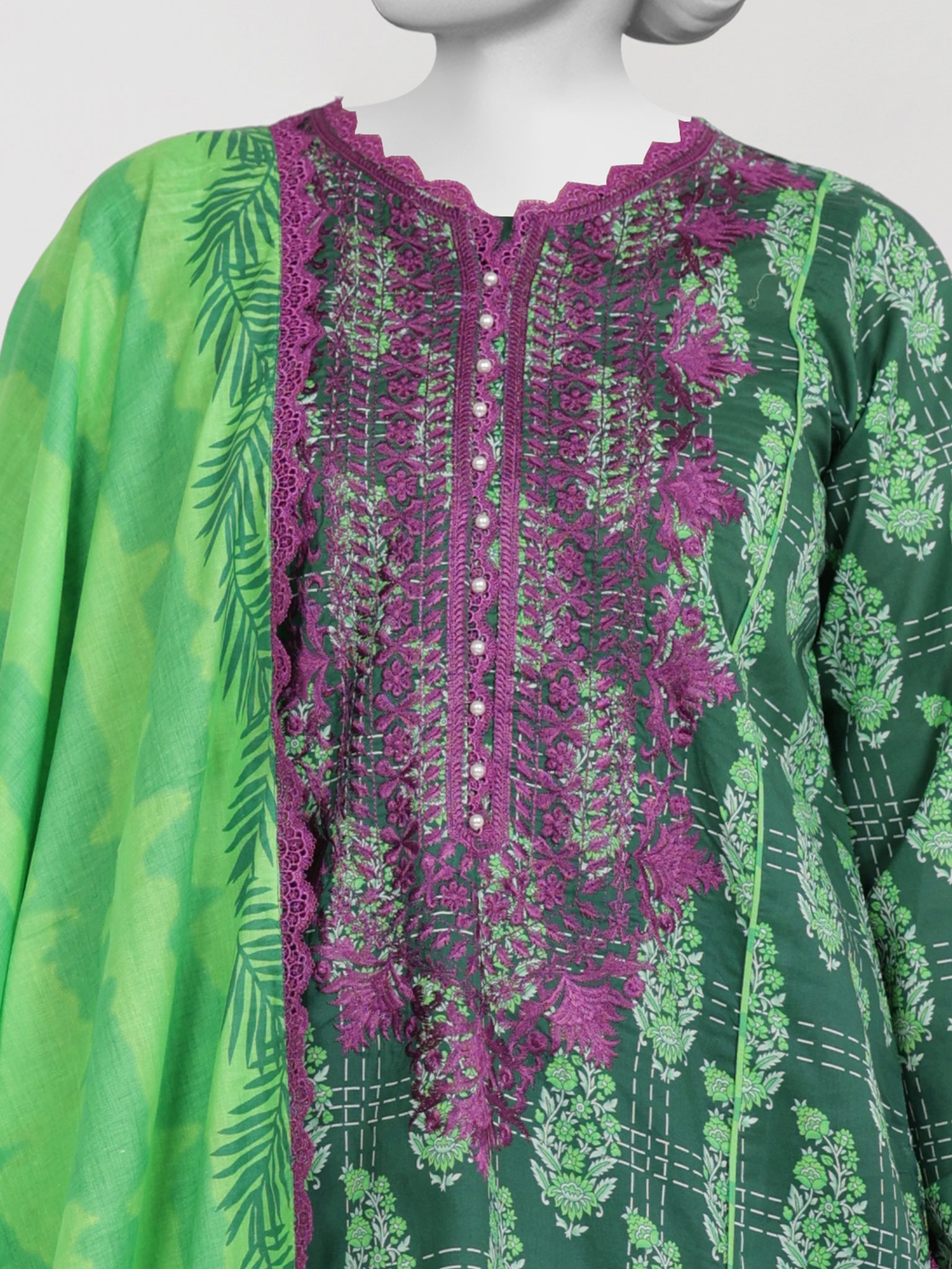 3Pc Stitched Lawn Embroidered Suit | PLSE251166