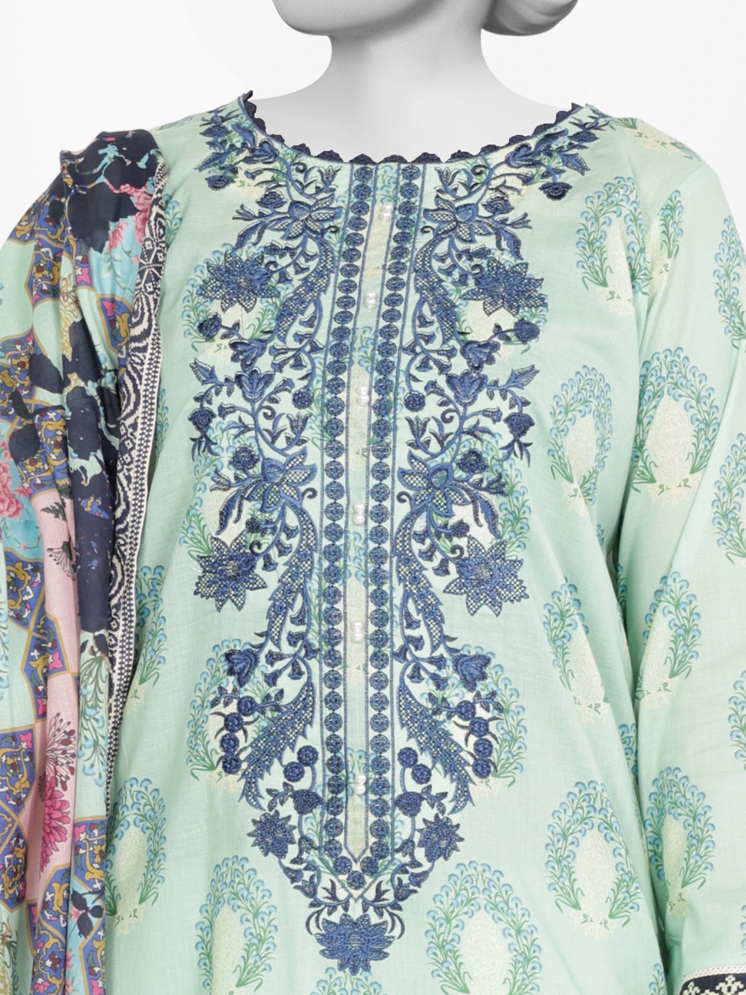 3Pc Stitched Lawn Embroidered Suit | PLSE251548