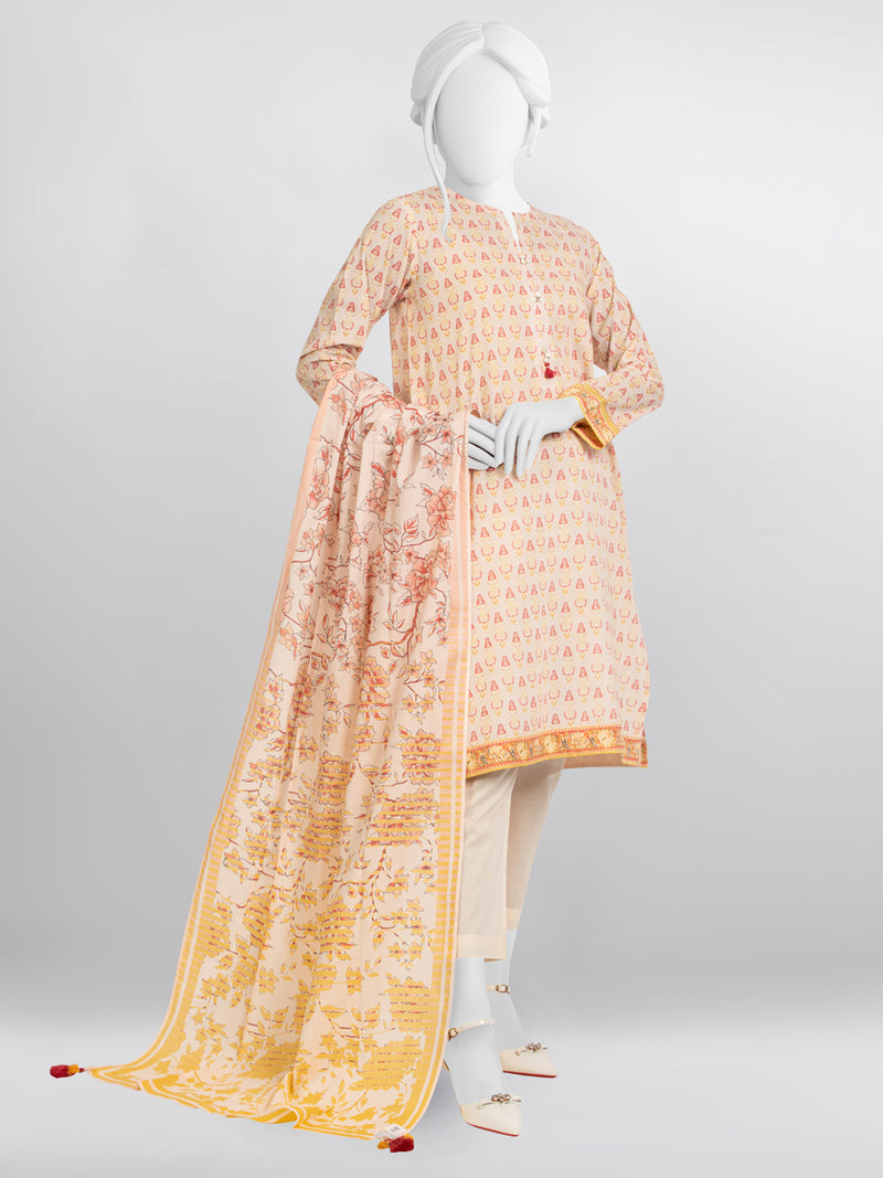 Peach Lawn 3 Piece Stitched Suit | PLS-24-7534