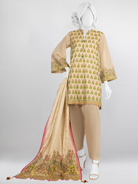 Beige Lawn 3 Piece Stitched Suit | PLS-24-7526