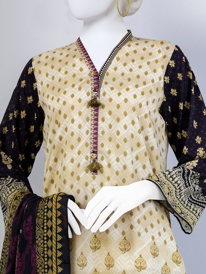 Lawn Printed 3 Piece Unstitched Suit | PLU-24-1121