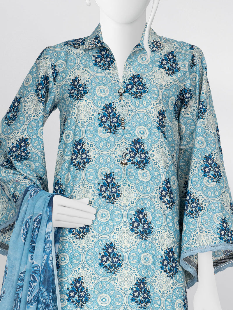 Blue Lawn 3 Piece Stitched Suit | PLS-24-7517