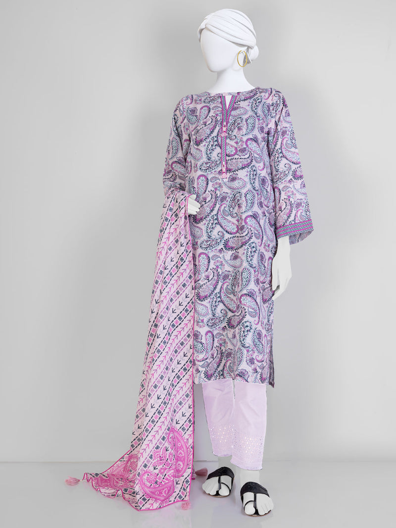 Pink Lawn 3 Piece Stitched Suit | PLS-24-7510