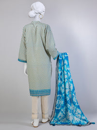 Beige Blue Lawn 3 Piece Stitched Suit | PLS-24-7502