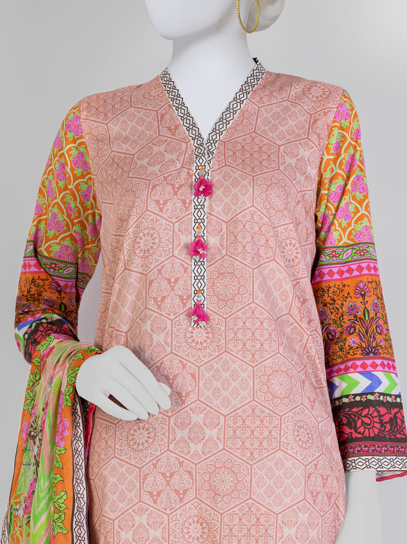 Lawn Printed 3 Piece Unstitched Suit | PLU-24-1236