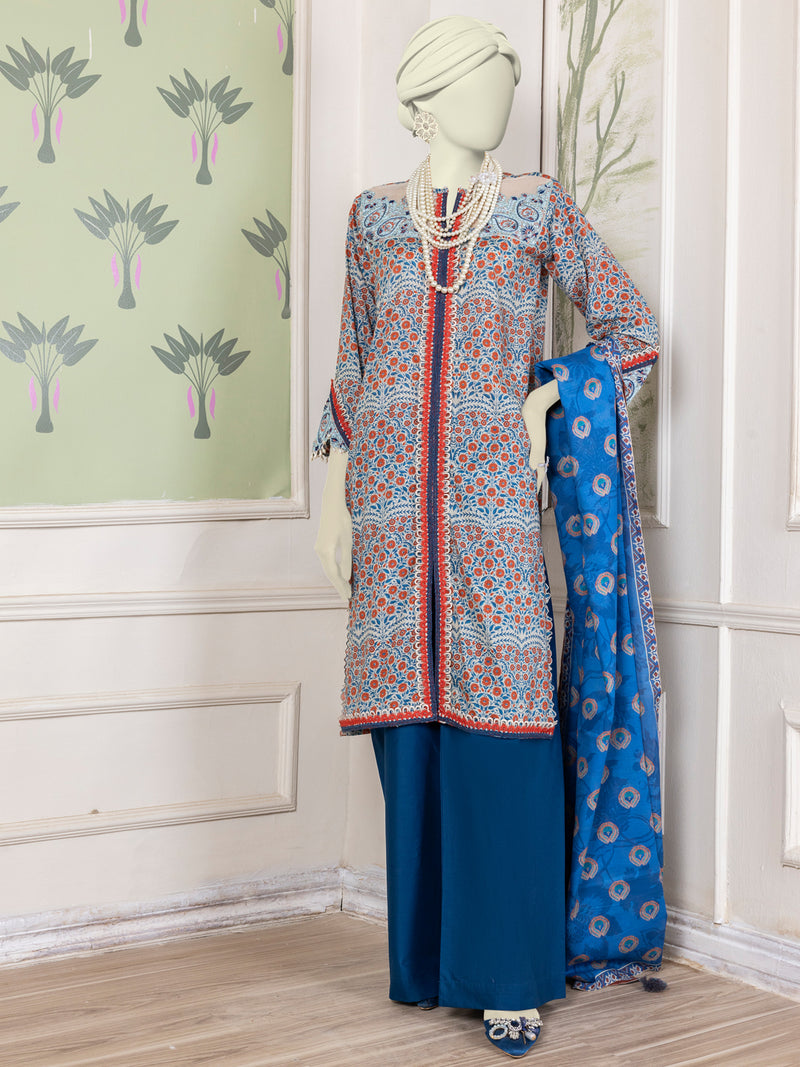 Multicolor Lawn Embroidered 3 Piece Unstitched Suit | PLU-24-1530