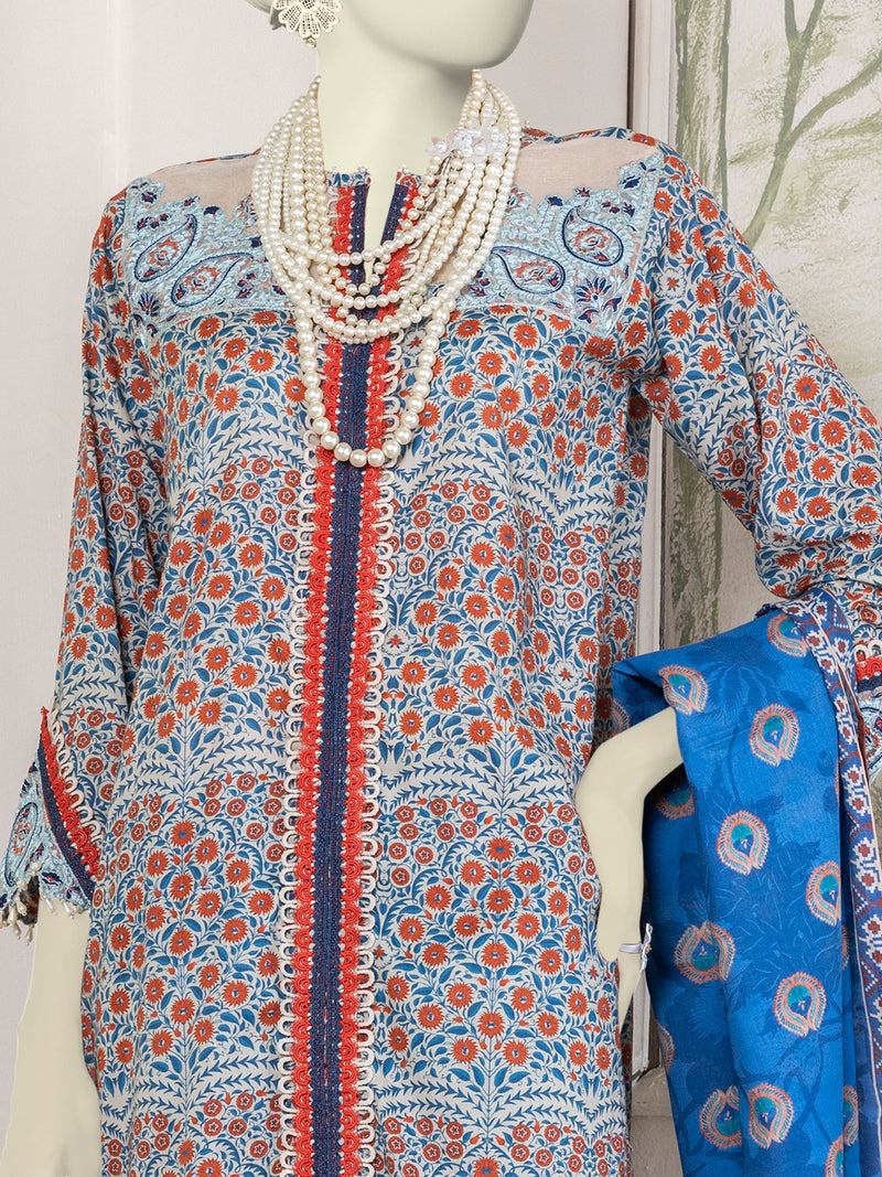 Multicolor Lawn Embroidered 3 Piece Unstitched Suit | PLU-24-1530