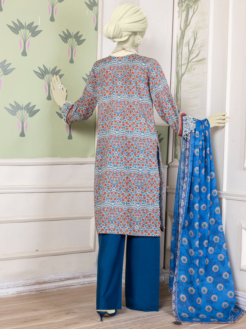 Multicolor Lawn Embroidered 3 Piece Unstitched Suit | PLU-24-1530