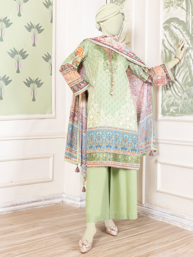 Multicolor Lawn Embroidered 3 Piece Unstitched Suit | PLU-24-1536