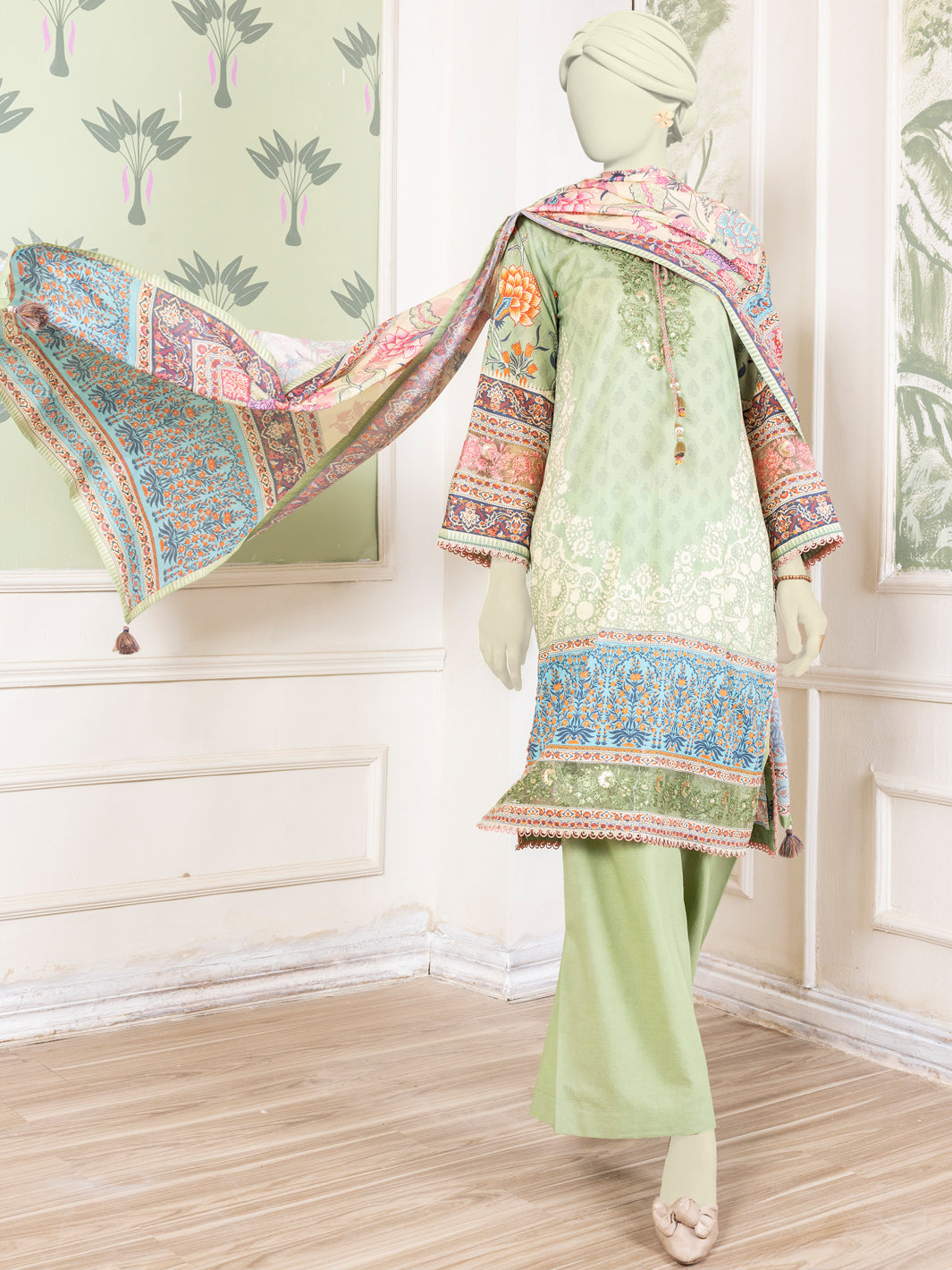 Multicolor Lawn Embroidered 3 Piece Unstitched Suit | PLU-24-1536