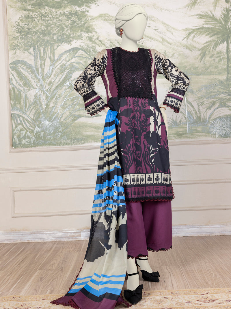 Multicolor Lawn Embroidered 3 Piece Unstitched Suit | PLU-24-1542