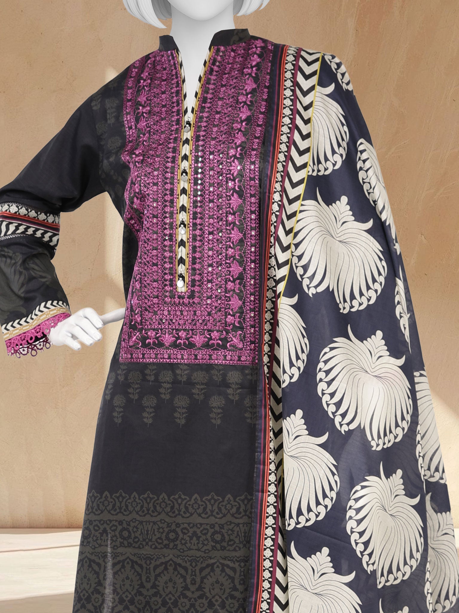 Lawn Embroidered 3 Piece Unstitched | PLUE261085U