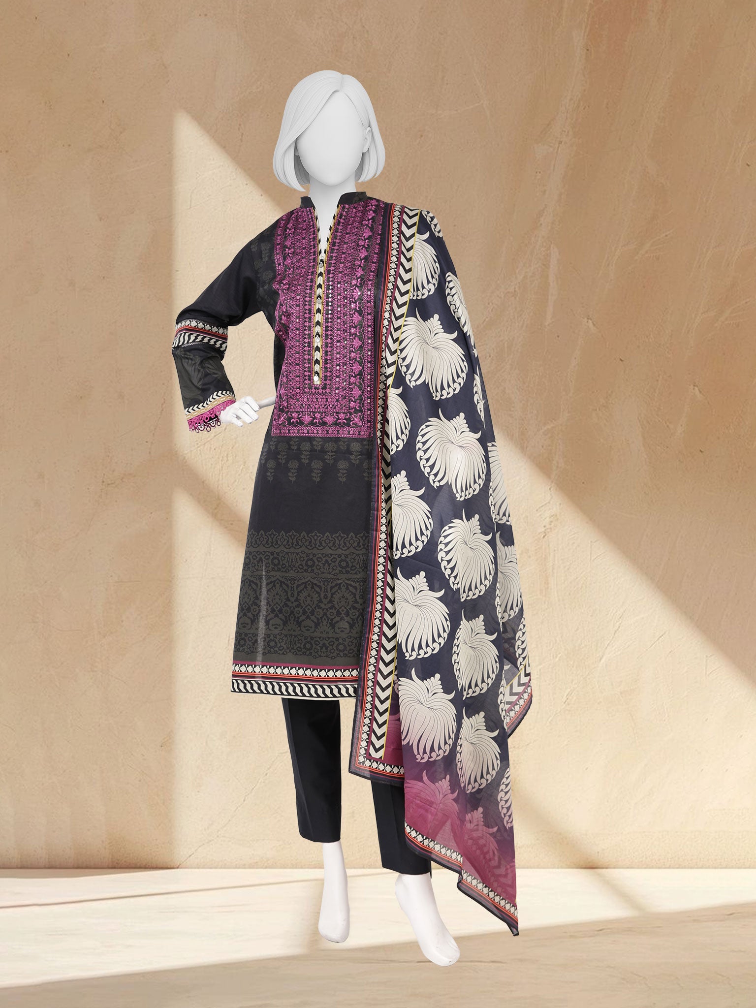 Lawn Embroidered 3 Piece Unstitched | PLUE261085U
