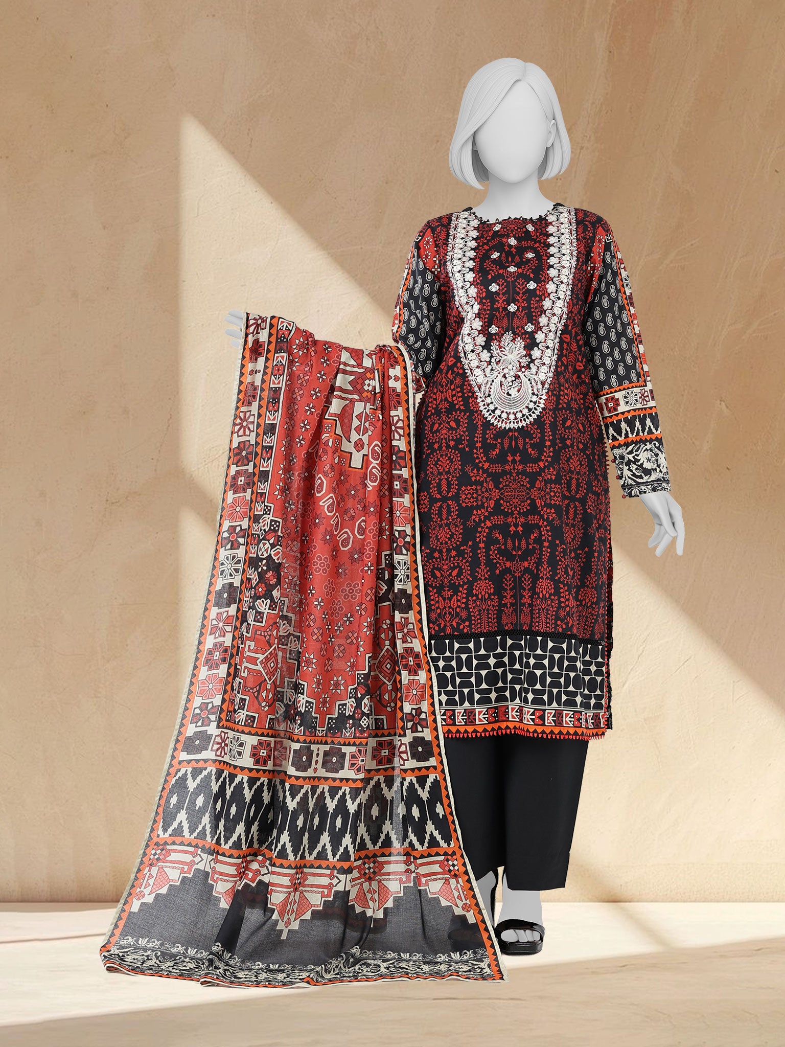 Lawn Embroidered 3 Piece Unstitched | PLUE261227U