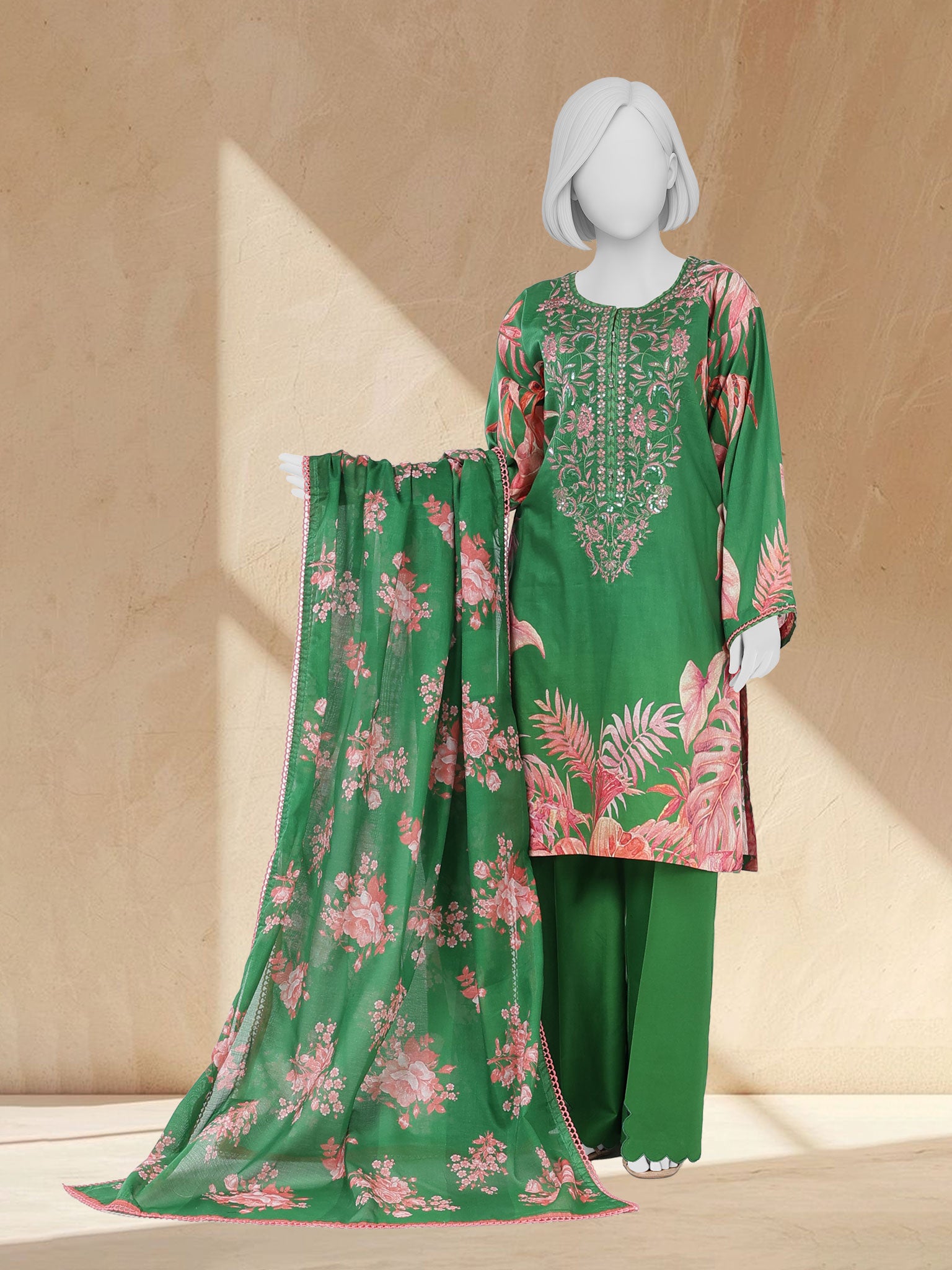 Lawn Embroidered 3 Piece Unstitched | PLUE261337U