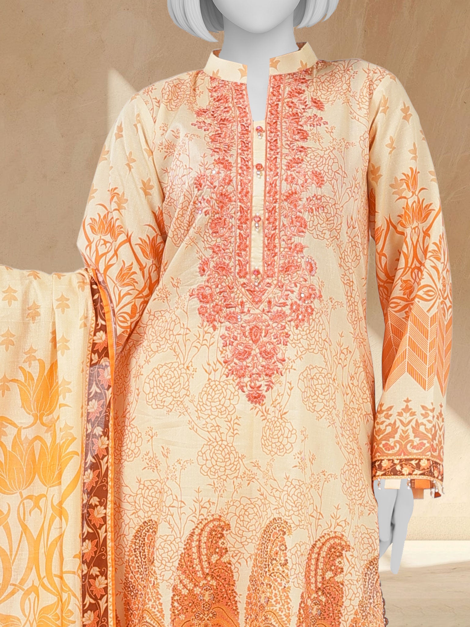 Lawn Embroidered 3 Piece Unstitched | PLUE261365U